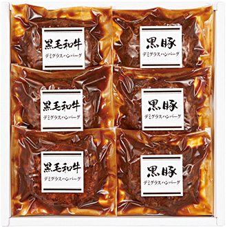 ミートデリカテッセンカイゼル黒毛和牛・黒豚ハンバーグ詰合せ