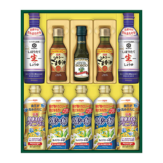 ●〈日清オイリオ〉日清バラエティオイル&キッコーマンしぼりたて生しょうゆギフト