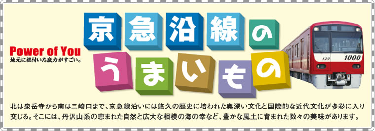 【京急沿線うまいもの Power of You 地元に根付いた底力がすごい。】北は泉岳寺から南は三崎口まで、京急線沿いには悠久の歴史に培われた奥深い文化と国際的な近代文化が多彩に入り交わる。そこには、丹沢山系の恵まれた自然と広大な相模の海の幸など、豊かな風土に育まれた数々の美味があります。